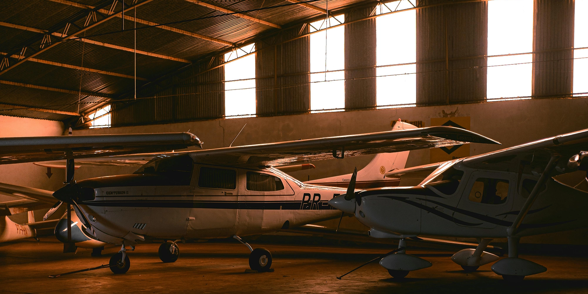 airplanes in hangar