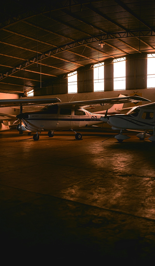 airplanes in hangar