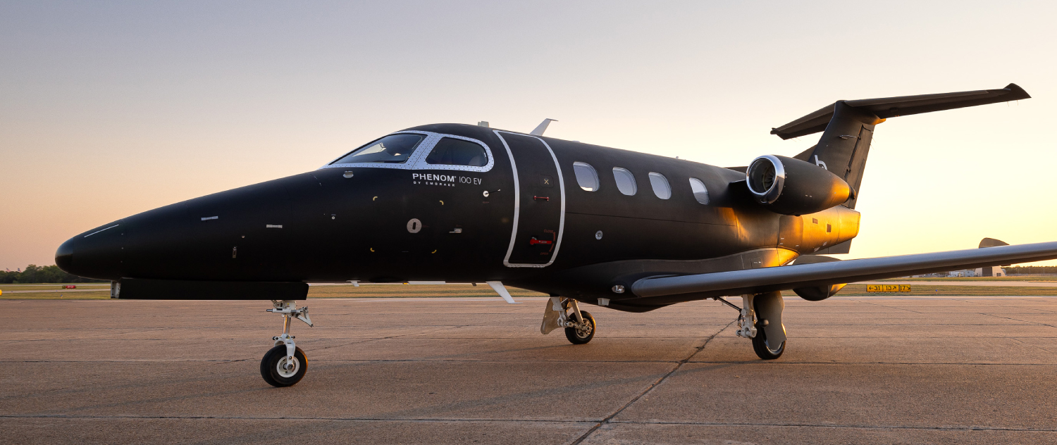 Phenom private aircraft on tarmac