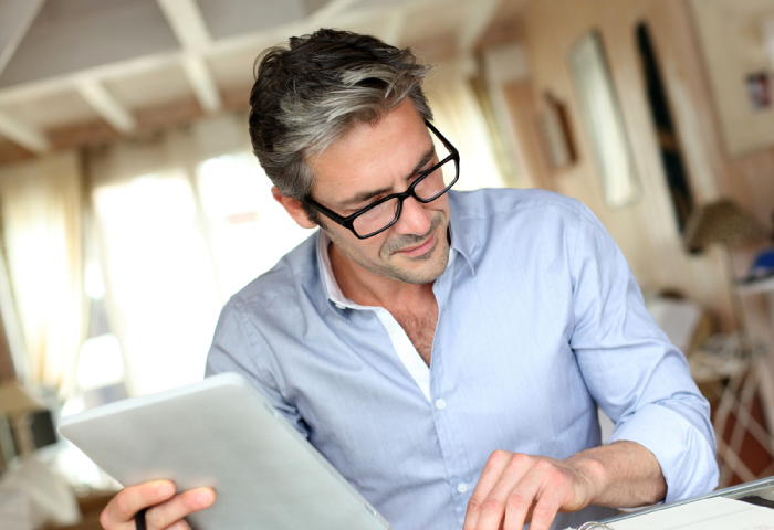 Client looking financial paperwork