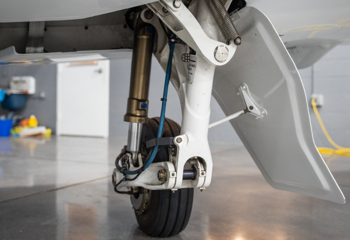 Close up of aircraft wheel
